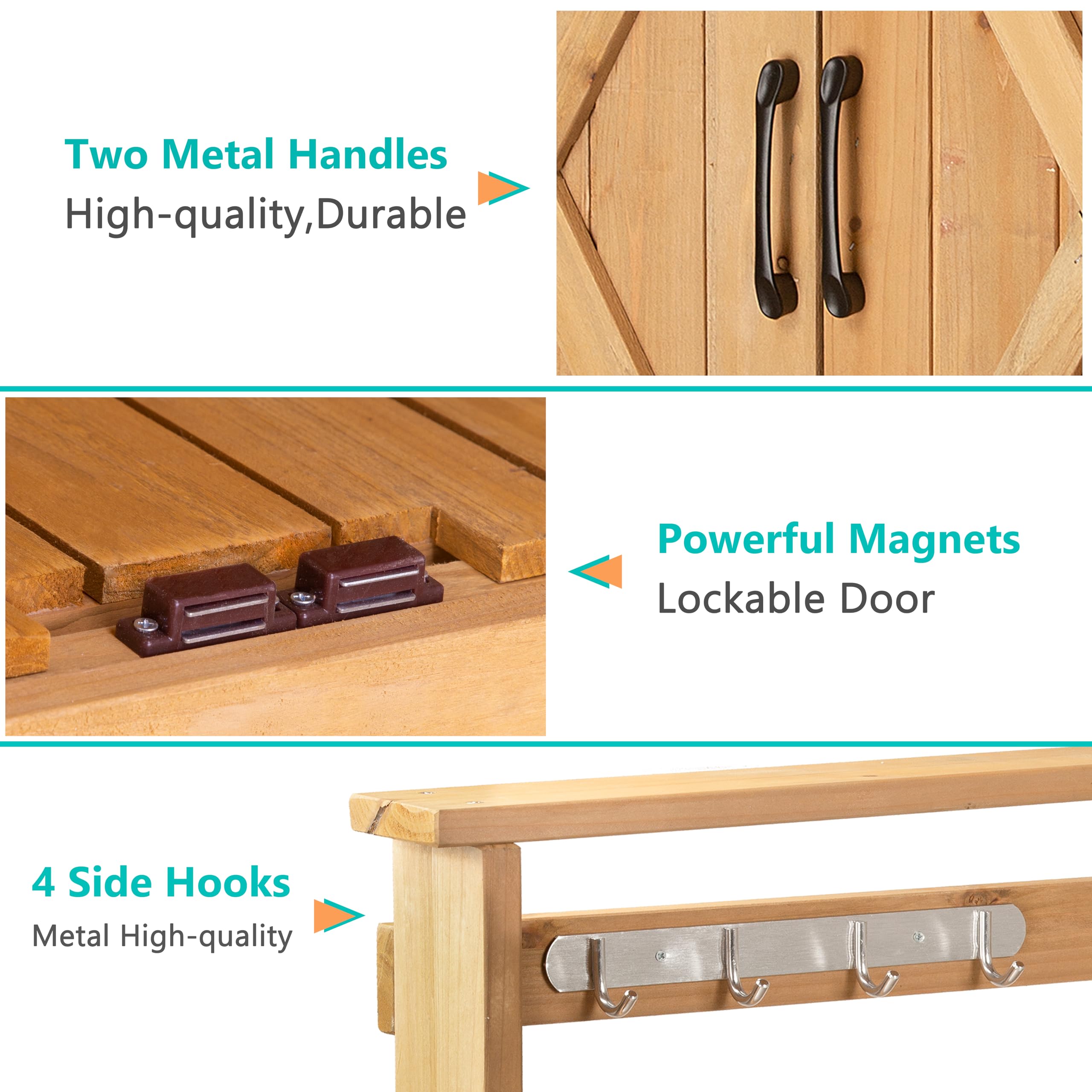 Outdoor Potting Bench with Storage - Weatherproof Garden Work Table with Metal Top & Wheels - Perfect for Planting, Gardening & Outdoor Organizing