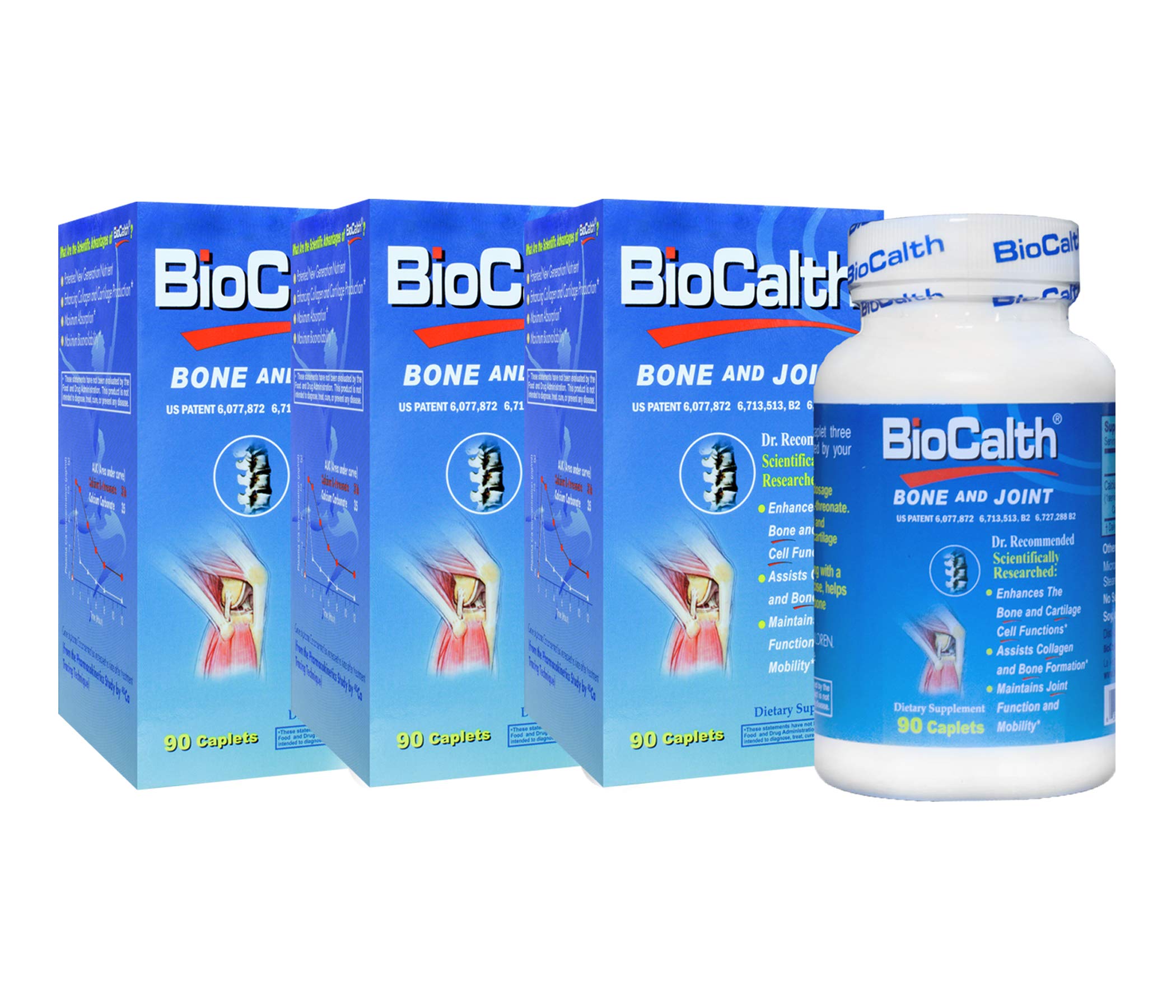 Best Calcium Supplement - BioCalth® Calcium Threonate 270 Caplets (3 Bottles x 90 Count) for Strong Bones & Joint Support - Ideal for Adults & Seniors with Osteoporosis