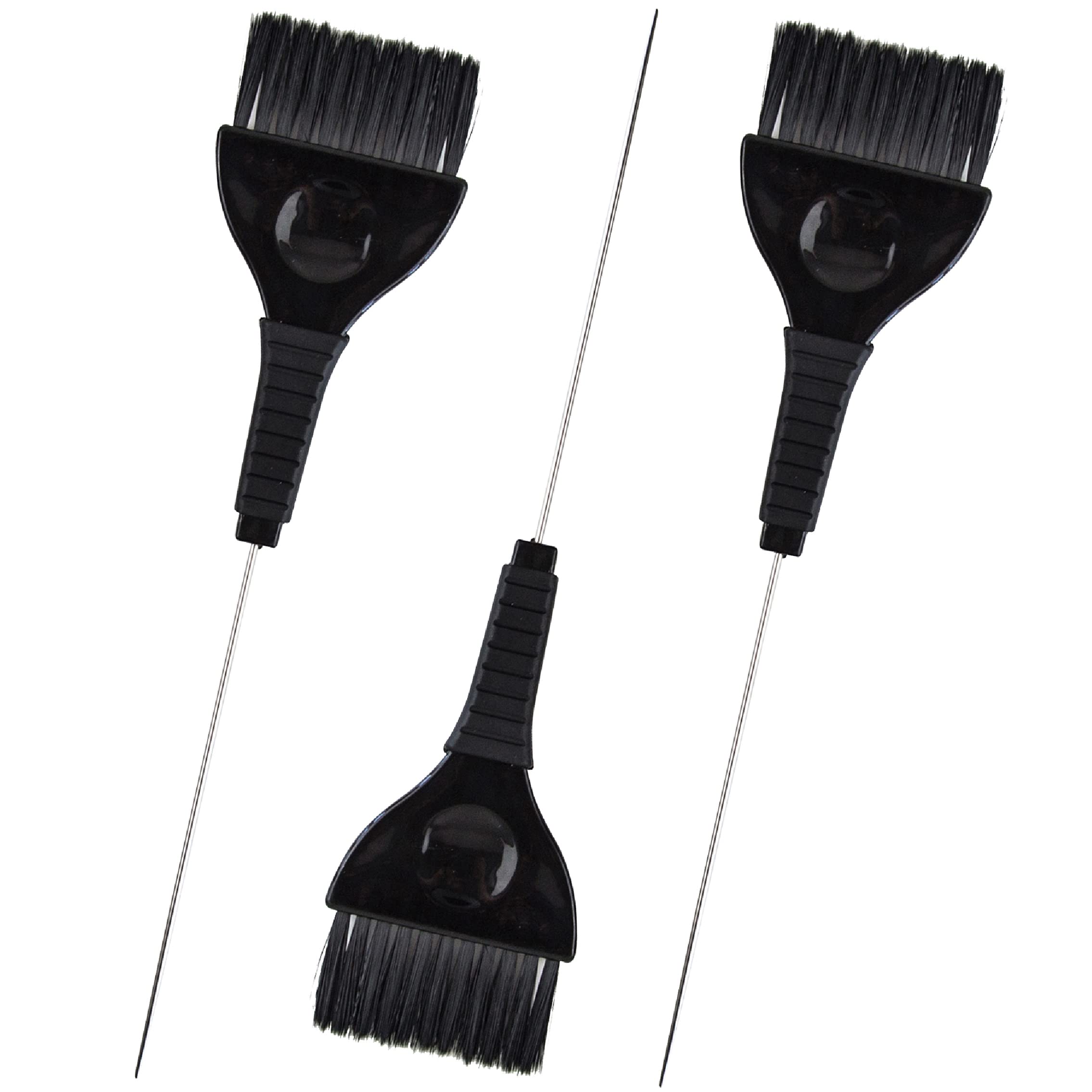 Pintail Hair Dye Brushes - 3 Pack Professional Tint Brushes for Hair Coloring - Precision Pin Tail Sectioning Brush - Salon Quality Hair Color Applicator Tools (Black) - Perfect for Balayage, Highlights & Root Touch-Ups at Home or Salon