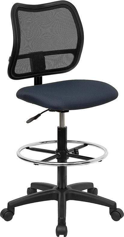 Ergonomic Contoured Mid Back Mesh Stool with Lumbar Support - Black [WL A277 BK D GG] - Perfect for Office, Gaming & Home Workspace Comfort