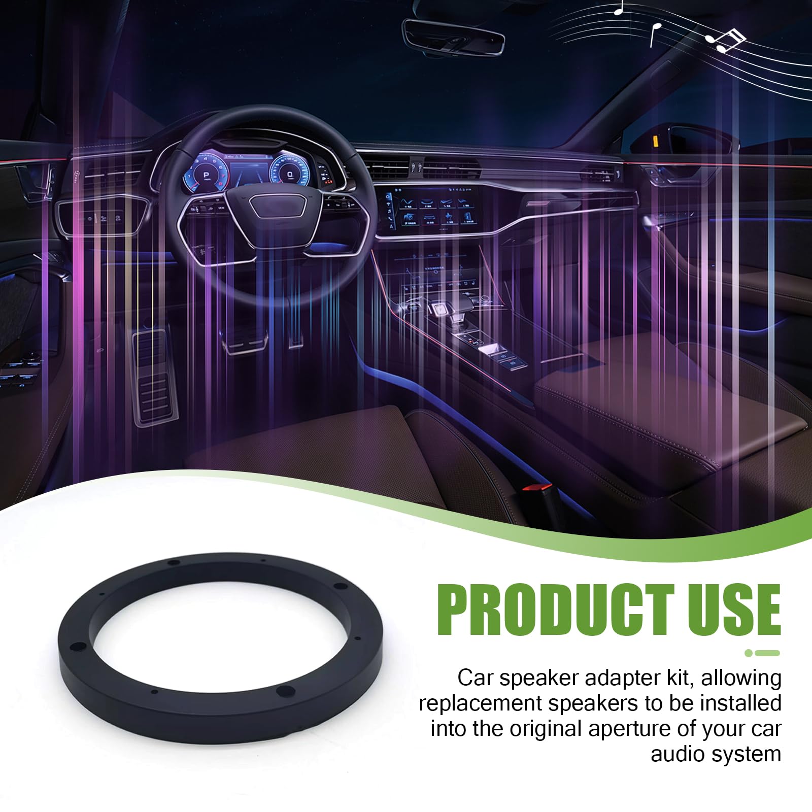 2 PCS Universal 6.5 Inch Car Speaker Mounting Gasket Adapter - Flat Surface Speaker Ring for Audio Modification - Fits Most Vehicles (Black) | Perfect for DIY Car Audio Upgrades & Speaker Installations