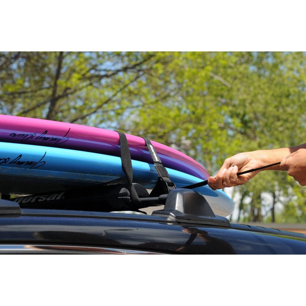 DORSAL Sunguard UV-Resistant Aero Roof Rack Pads with 15 ft Straps - No Fade Black PVC for Car, Surfboard, Kayak, SUP, Snowboard (20 Inch) - Perfect for Road Trips, Beach Adventures & Winter Sports