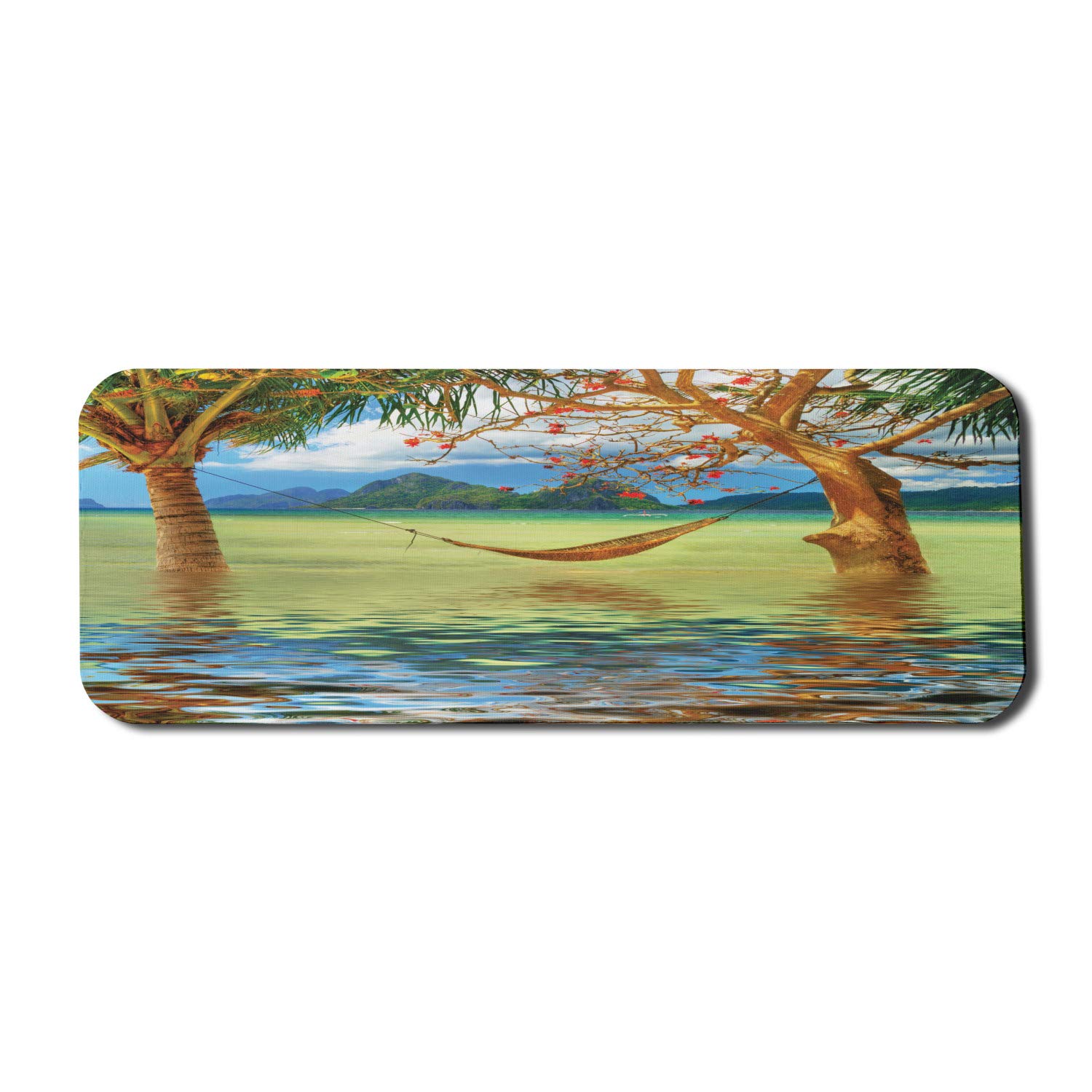Ambesonne Tropical Beach Mouse Pad - Non-Slip Rubber Gaming Mousepad with Hammock Art, 31
