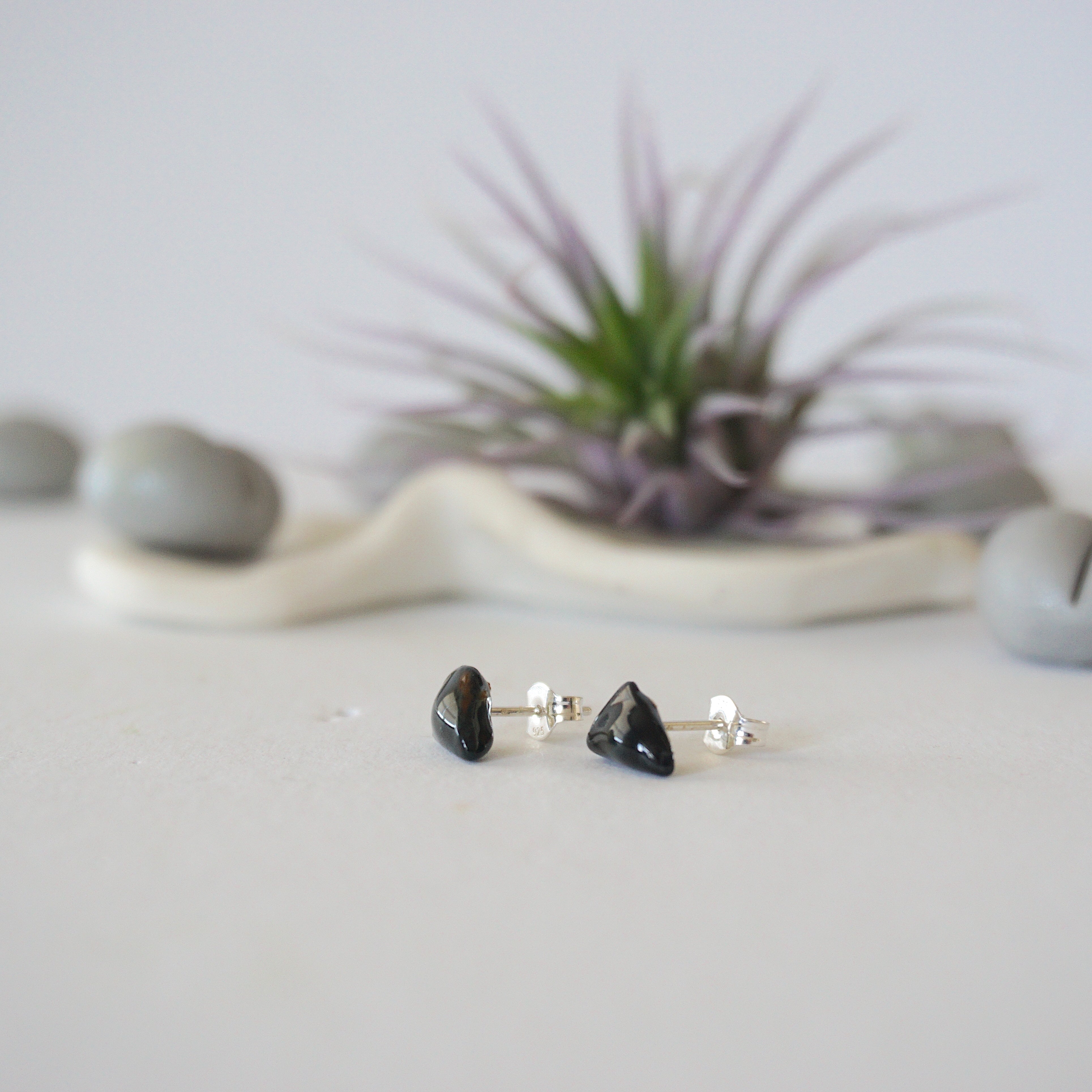 Blue Tigers Eye Stud Earrings - Post Backings for Women | Perfect for Everyday Wear, Office & Special Occasions