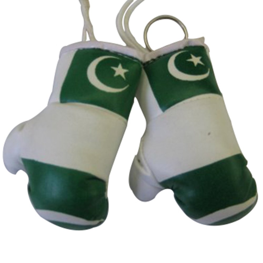 Mini Boxing Gloves Car Mirror Hanging Decor - Pakistan Flag Design (1-Pack) | Perfect for Auto Accessories, Sports Fan Gifts & Cultural Display