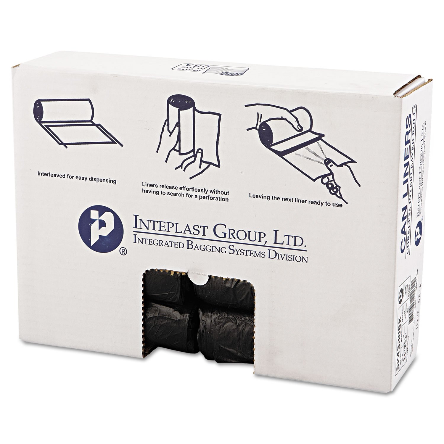Inteplast S243306K Heavy-Duty High-Density Trash Can Liners, 24