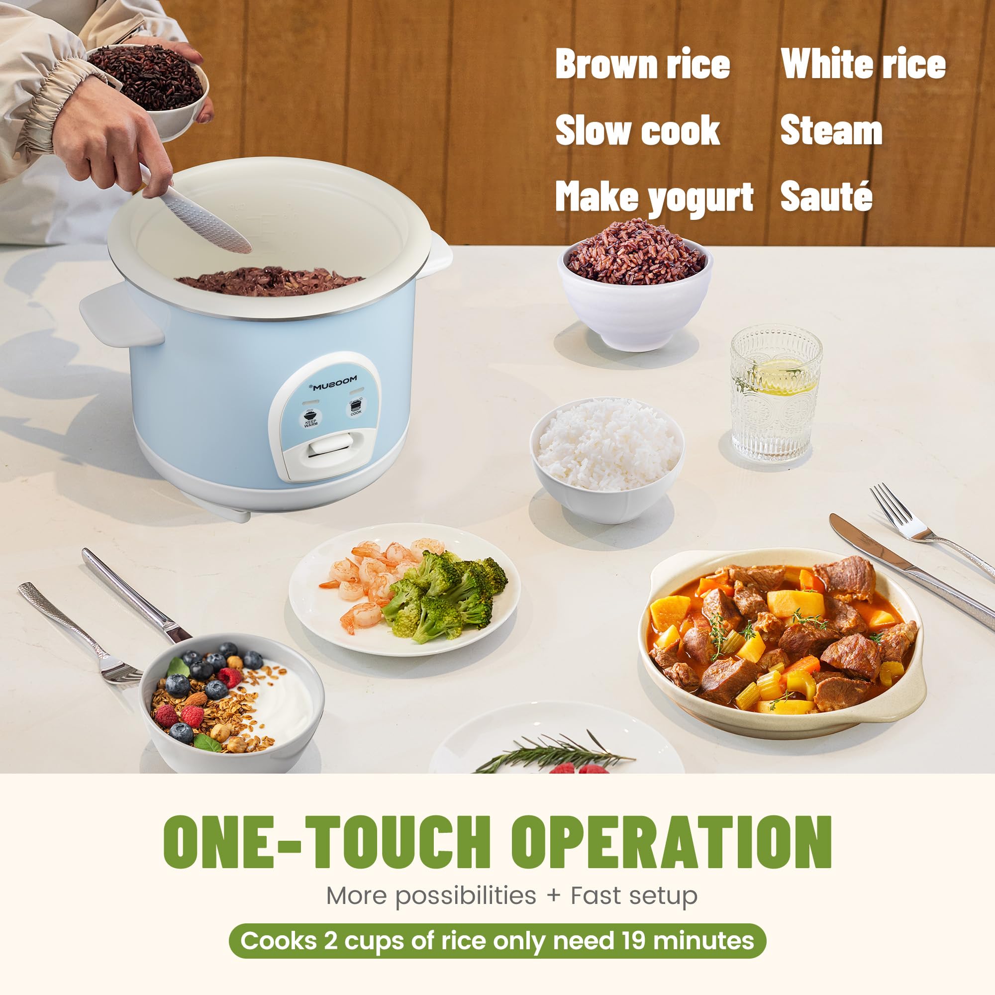 Premium Electric Rice Cooker - 3-Cup Uncooked/6-Cup Cooked Capacity, Non-Stick Ceramic Inner Pot, One-Touch Operation & Auto Keep Warm - Perfect for Sushi, Japanese Rice & Asian Cuisine - Ideal for Home Kitchens, Dorm Rooms & Small Families