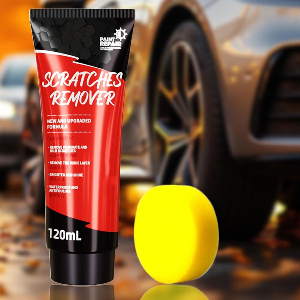 2024 Upgrade Car Scratch Repair Wax Kit - Scratch Remover Paste & Polishing Wax with Sponge for Cars, Trucks, SUVs | Perfect for Minor Scratches, Swirl Marks & Paint Imperfections on Various Surfaces | Easy DIY Car Accessories for Quick Scratch Repair at Home or On-the-Go