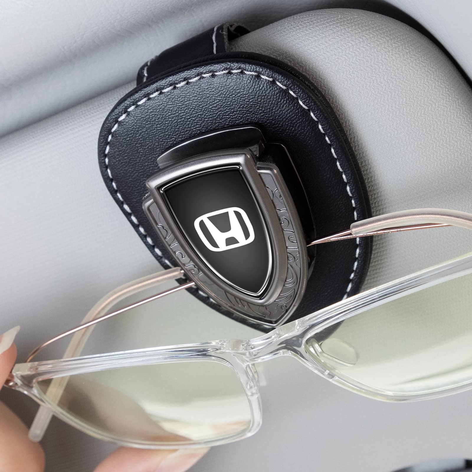 Magnetic Leather Sunglasses Holder for Car Sun Visor - Universal Eyeglass Hanger Clip for Honda, Toyota & More - Perfect Car Visor Accessory for Driving, Travel & Outdoor Activities