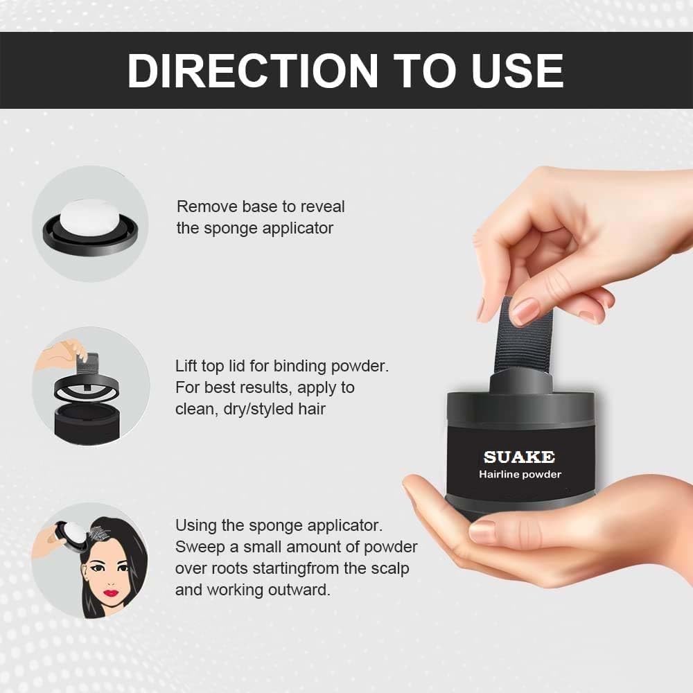 SYCLONIC Root Touch Up Powder for Thinning Hair - Water & Sweat Resistant Hair Loss Concealer, Hairline Powder for Women (Black, 4g) - Perfect for Daily Use, Travel, and Quick Hair Touch-Ups
