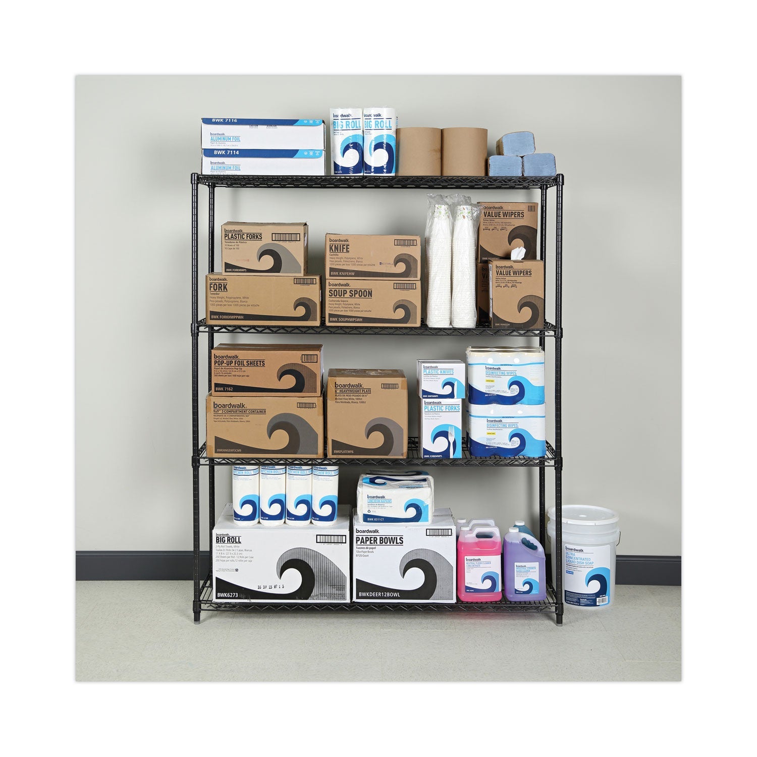 Alera® 4-Tier Heavy Duty Wire Shelving Unit - 60