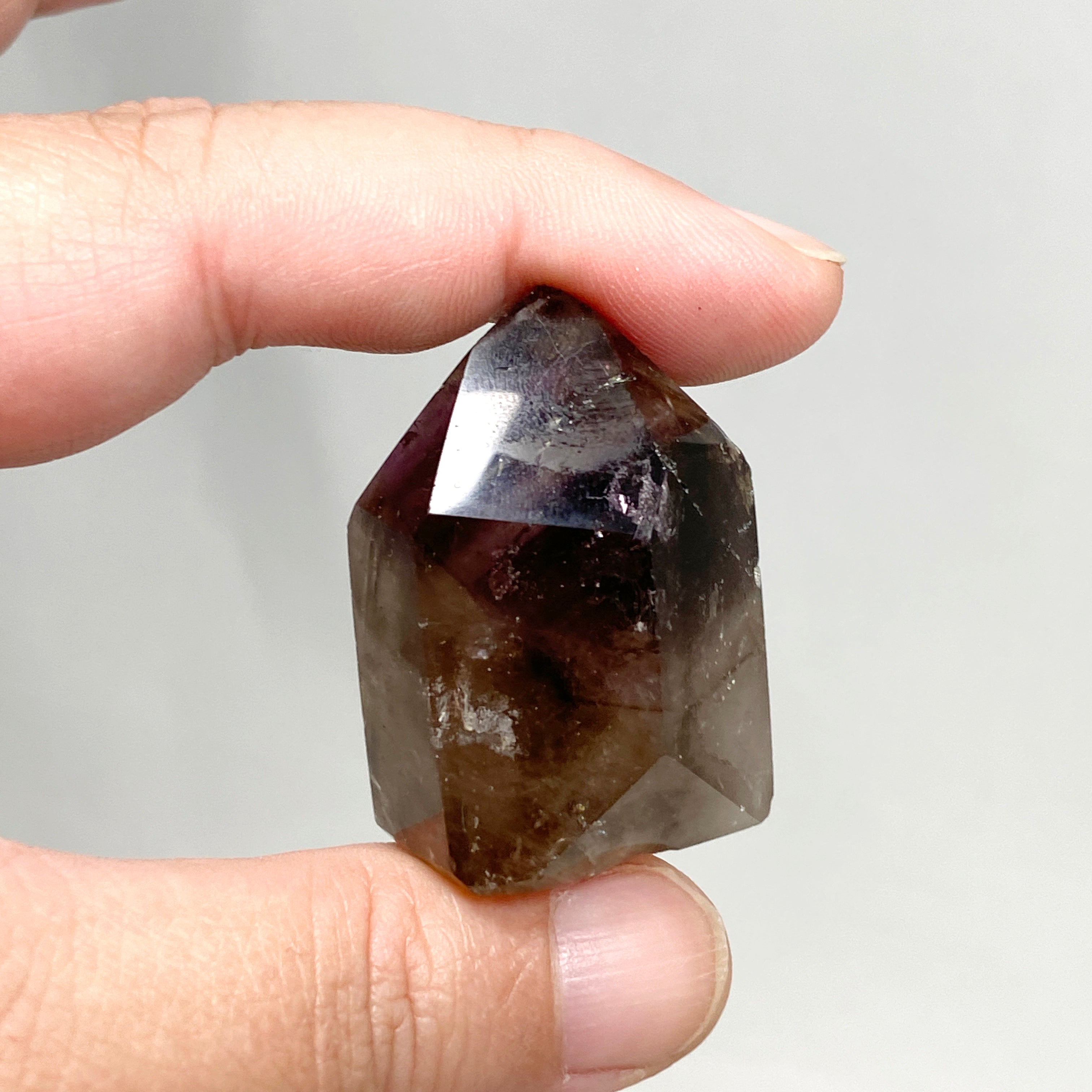 Natural Smokey Amethyst & Clear Quartz Crystal Point - Healing Stone CR3449 for Meditation, Reiki, and Home Decor