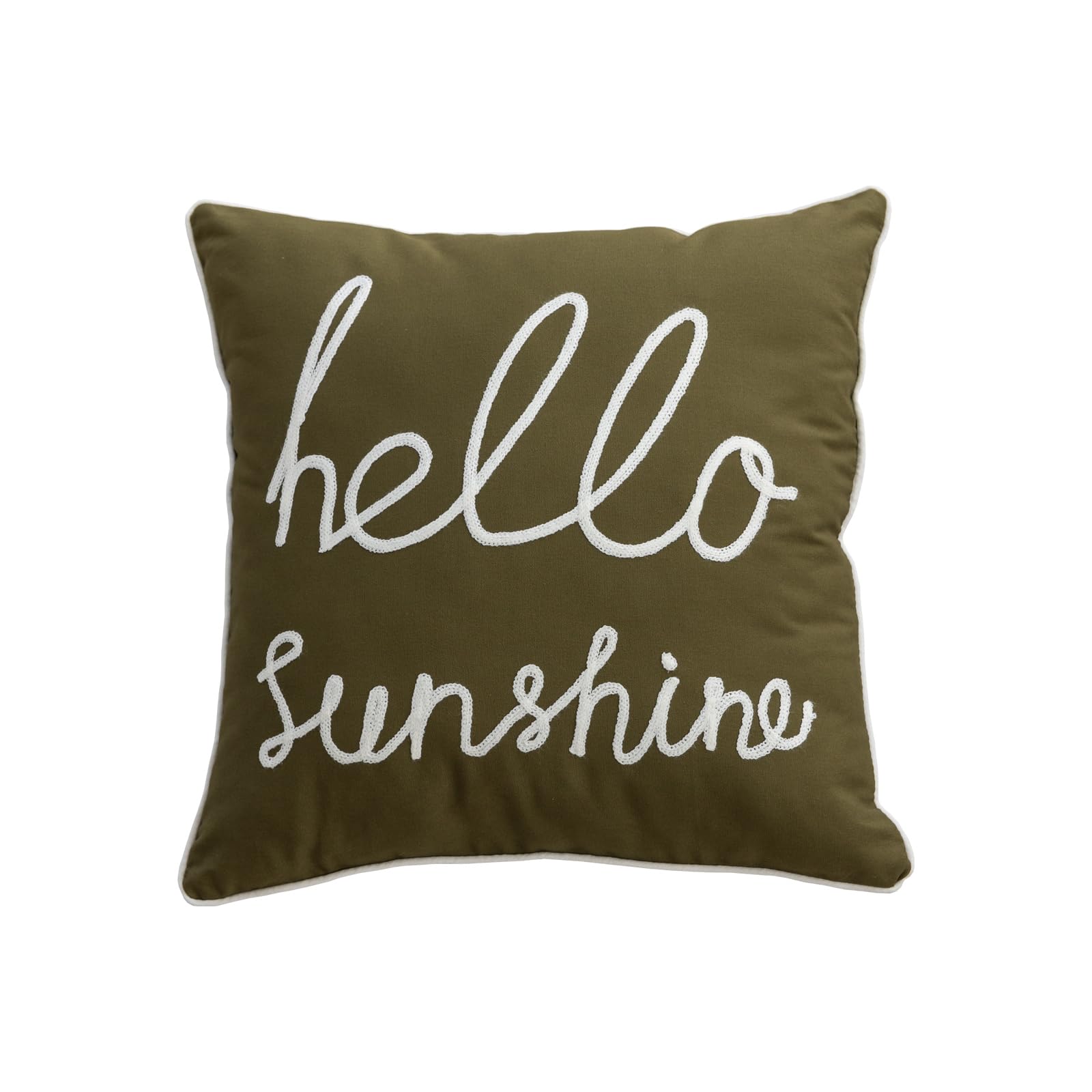 YIcabinet Set of 2 Soft Solid Decorative Square Throw Pillow Covers 18x18 Inch - Green Hello Sunshine Pattern for Sofa, Bedroom, Outdoor Patio & Car Decor - Perfect for Home Accent, Living Room Coziness and Seasonal Decorations