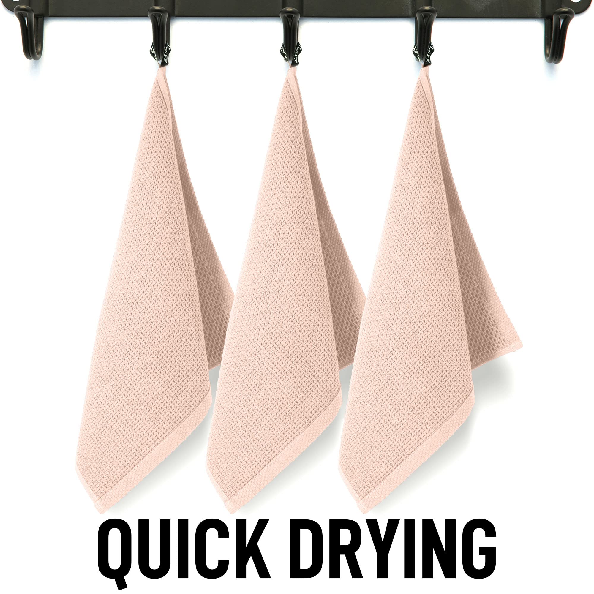 Zulay 3-Pack Cotton Waffle Weave Kitchen Towels - Super Absorbent for Dishes & Cleaning (Beige) - Perfect for Home & Commercial Use