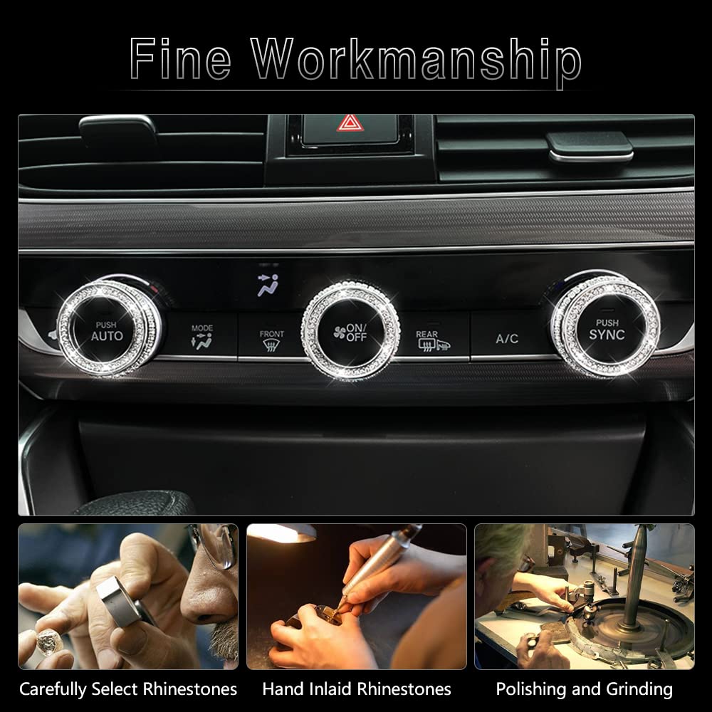 PIFOOG Crystal AC Knob Covers for Honda Accord 2018-2020 (10th Gen) - 3PCS Interior Trim Accessories - Perfect for Sedan, Sport, EX, EX-L & LX Models - Upgrade Your Car's AC Controls with Stylish Protection