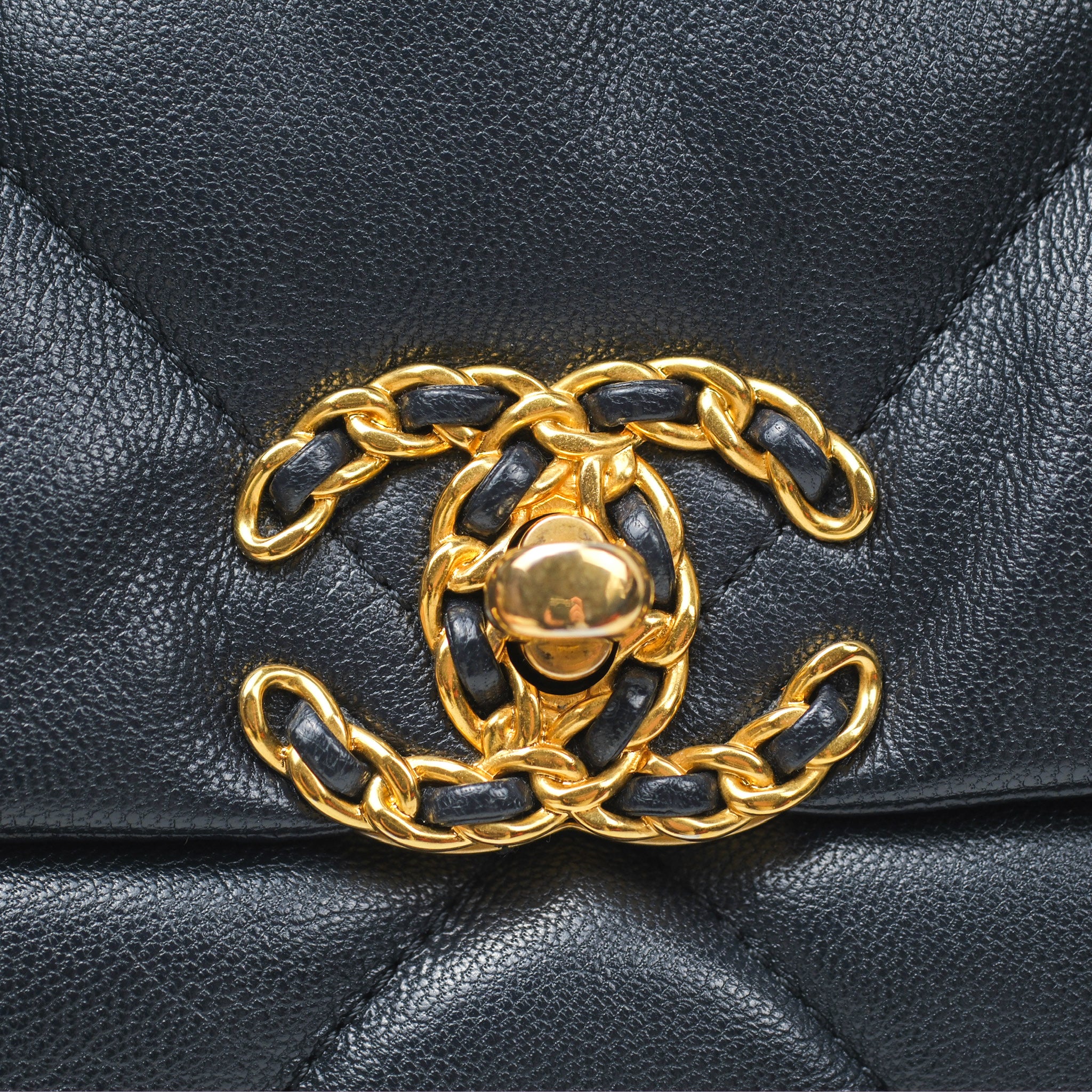 Chanel 19 Small Navy Blue Goatskin Leather Bag with Mixed Gold & Silver Hardware - Luxury Crossbody Purse for Women, Perfect for Date Night & Evening Events
