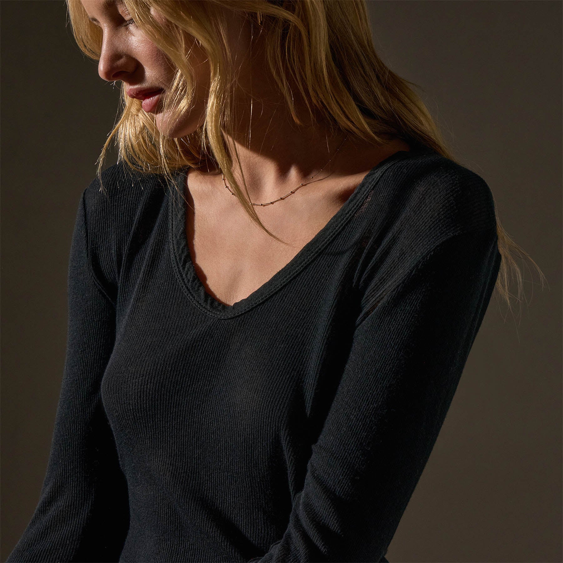 Soft Cotton Cashmere Blend Deep V Neck T-Shirt for Women - Black | Comfortable & Stylish Casual Wear for Everyday Outfits