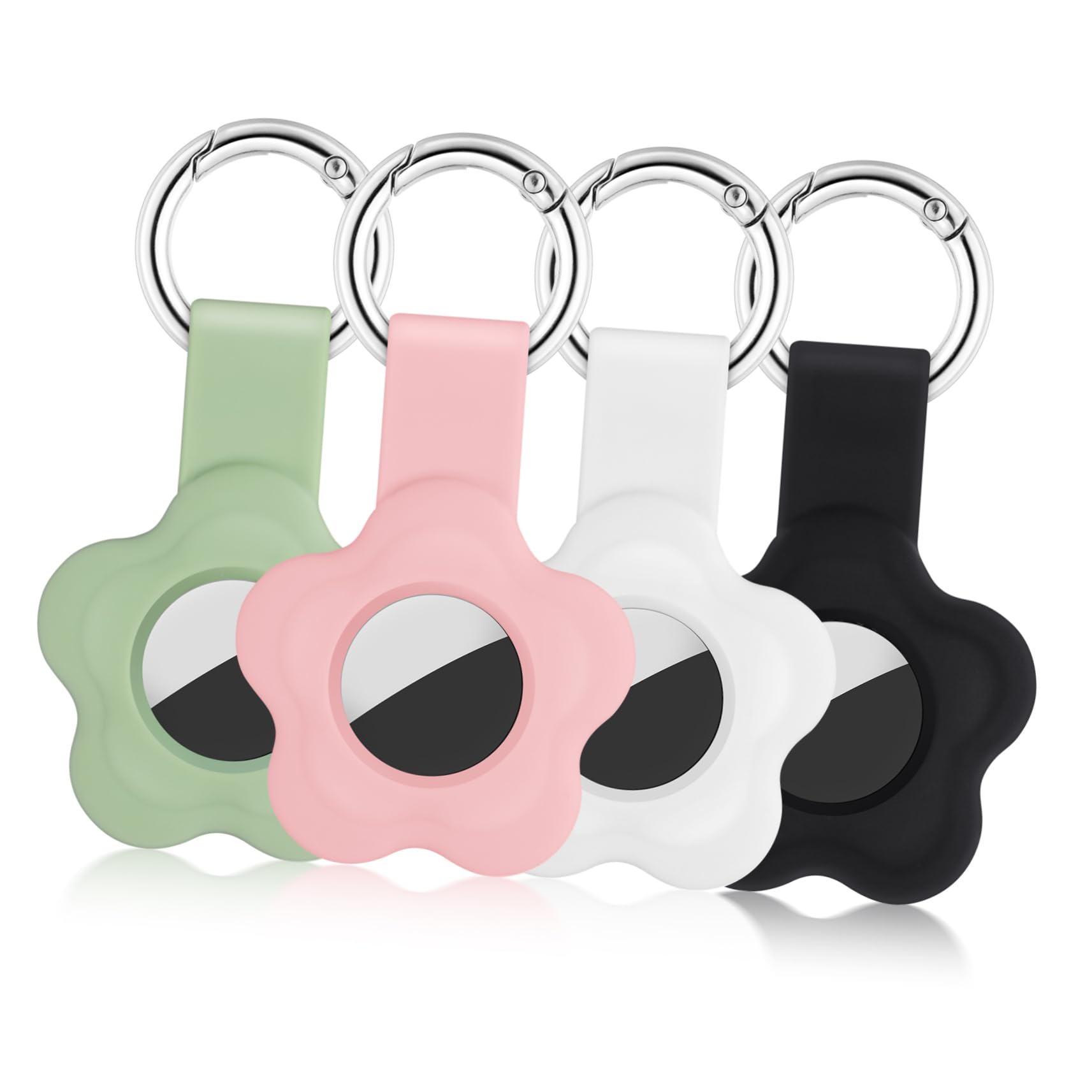4-Pack Anti-Lost Keychain Protective Case for Tile Tracker - Durable Cover with Key Ring for Wallet, Keys & Luggage Tracking (Black)