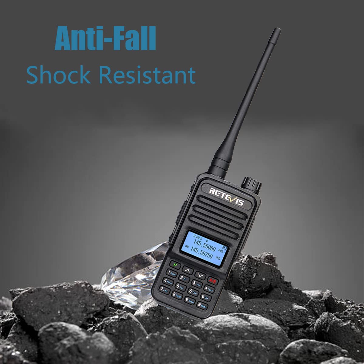 Retevis RT85 Long Range Walkie Talkies for Adults - Dual Band Two Way Radio with Charging Base, 1400mAh Battery, Flashlight & DTMF Remote Stun - Ideal for Hiking, Camping, Hunting & Outdoor Adventures (2 Pack)