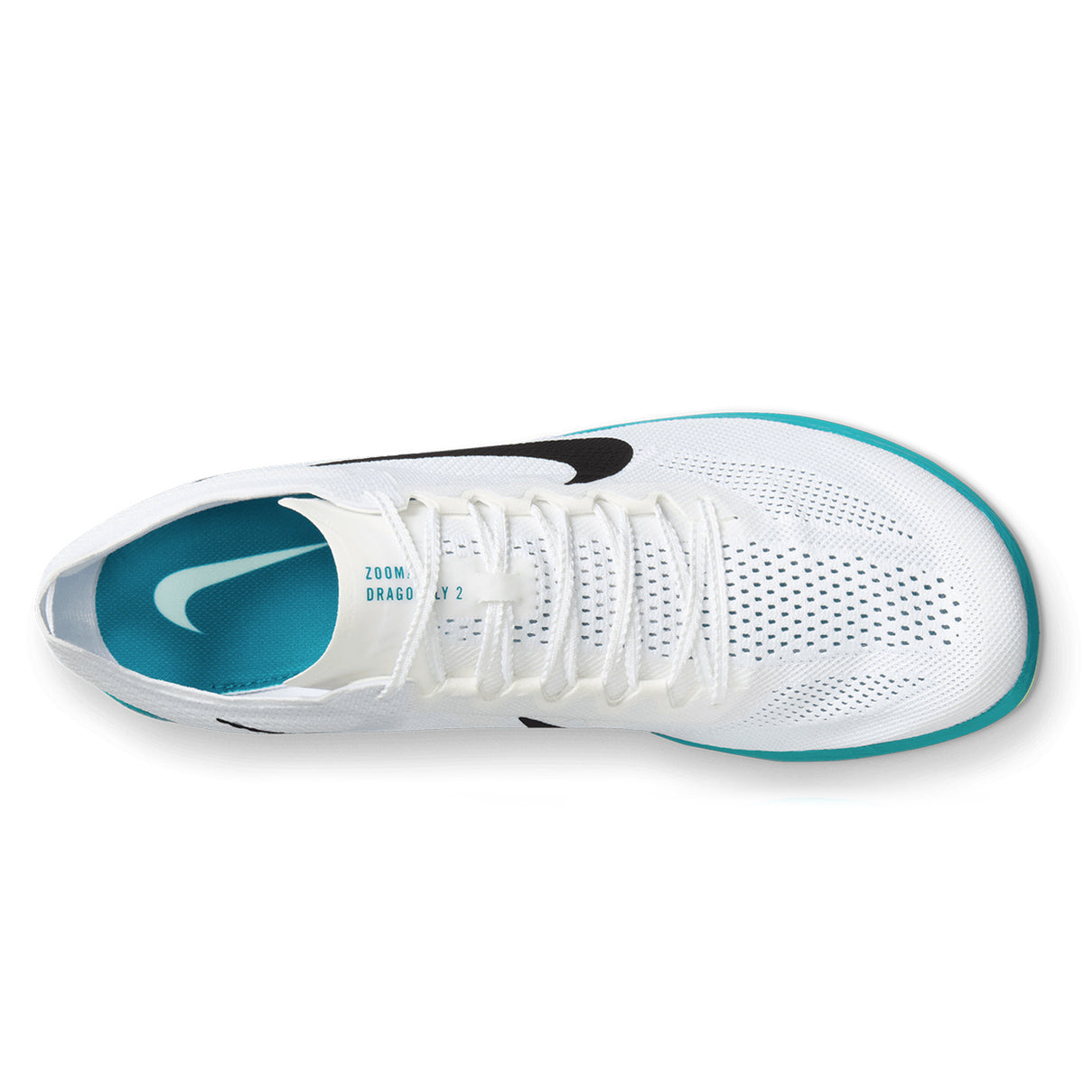 Nike ZoomX Dragonfly 2 Running Shoes - Men's & Women's Lightweight Track Spikes (D Width) White/Black/Bright Spruce - Perfect for Sprinting, Racing & Competitive Track Events