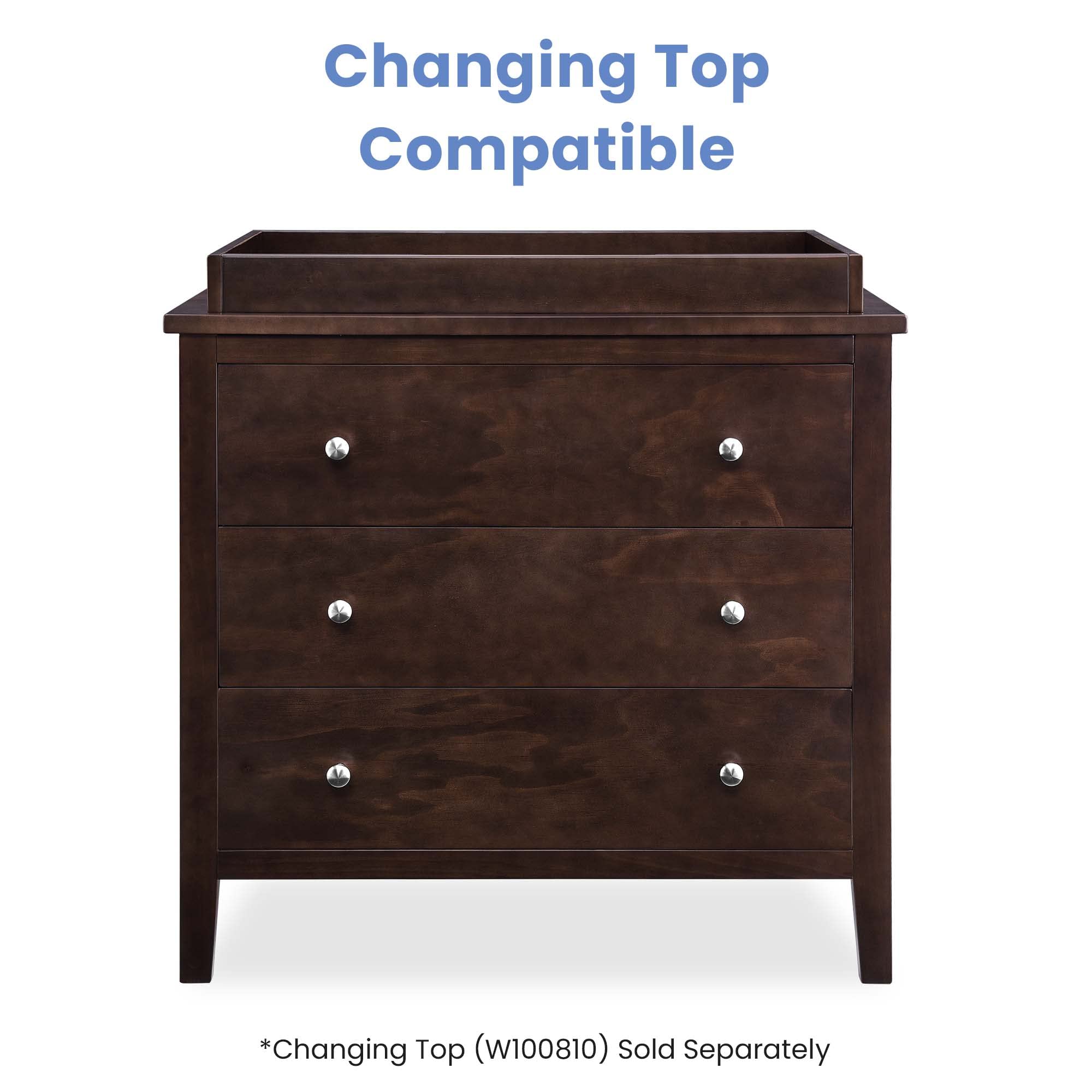 Delta Children Campbell 3-Drawer Dresser in Walnut Espresso - Perfect for Nursery, Kids Room & Bedroom Storage