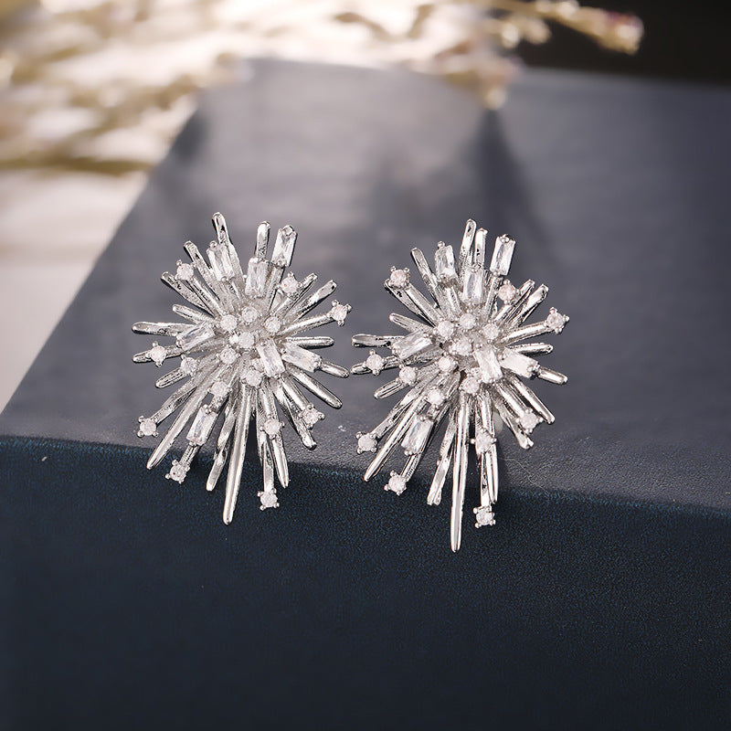 Sparkling Diamond Stud Earrings for Women - 14K Gold Plated Cubic Zirconia Earrings | HE2034 | Perfect for Weddings, Parties & Special Occasions