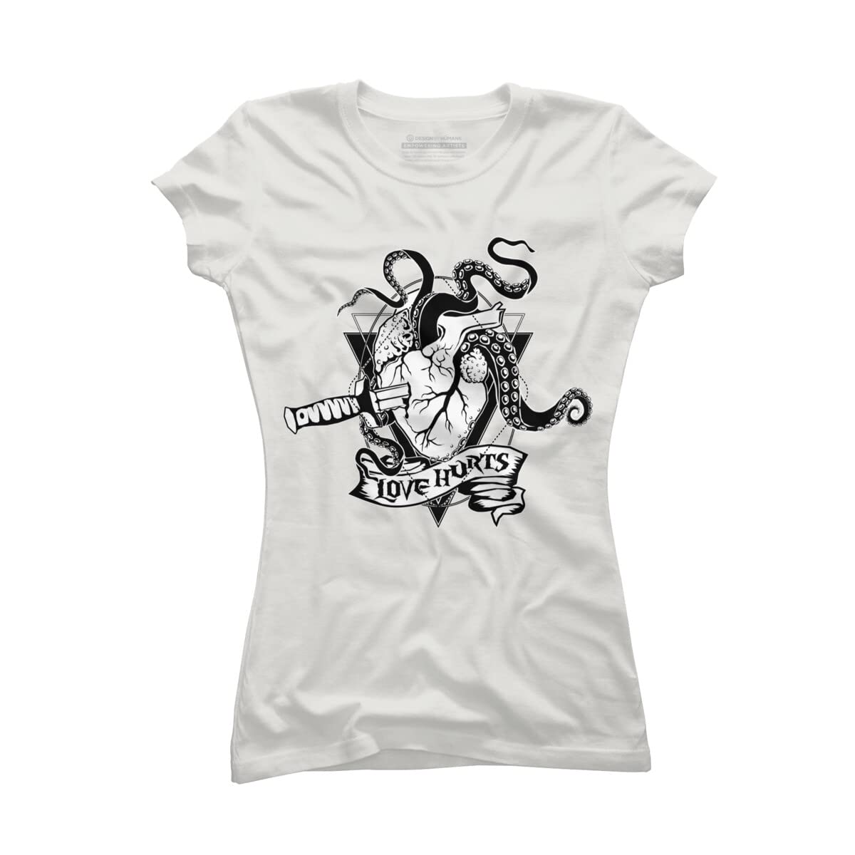 Design By Humans Junior's Valentine's Day Love Hurts The Monster Heart Graphic T-Shirt by vonKowen - Cute Valentine's Gift for Teens, Girls & Boys - Perfect for Valentine's Day Parties, School Events & Casual Wear