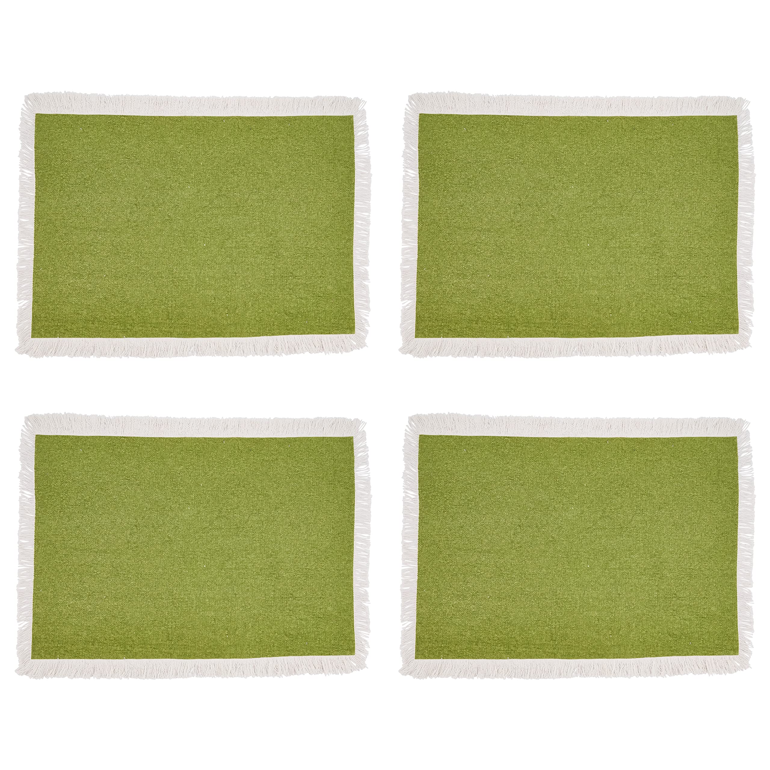 Stylish Fringe Border Placemats Set of 4 - Boho Chic Table Decor for Dining Room, Kitchen, or Party Setting