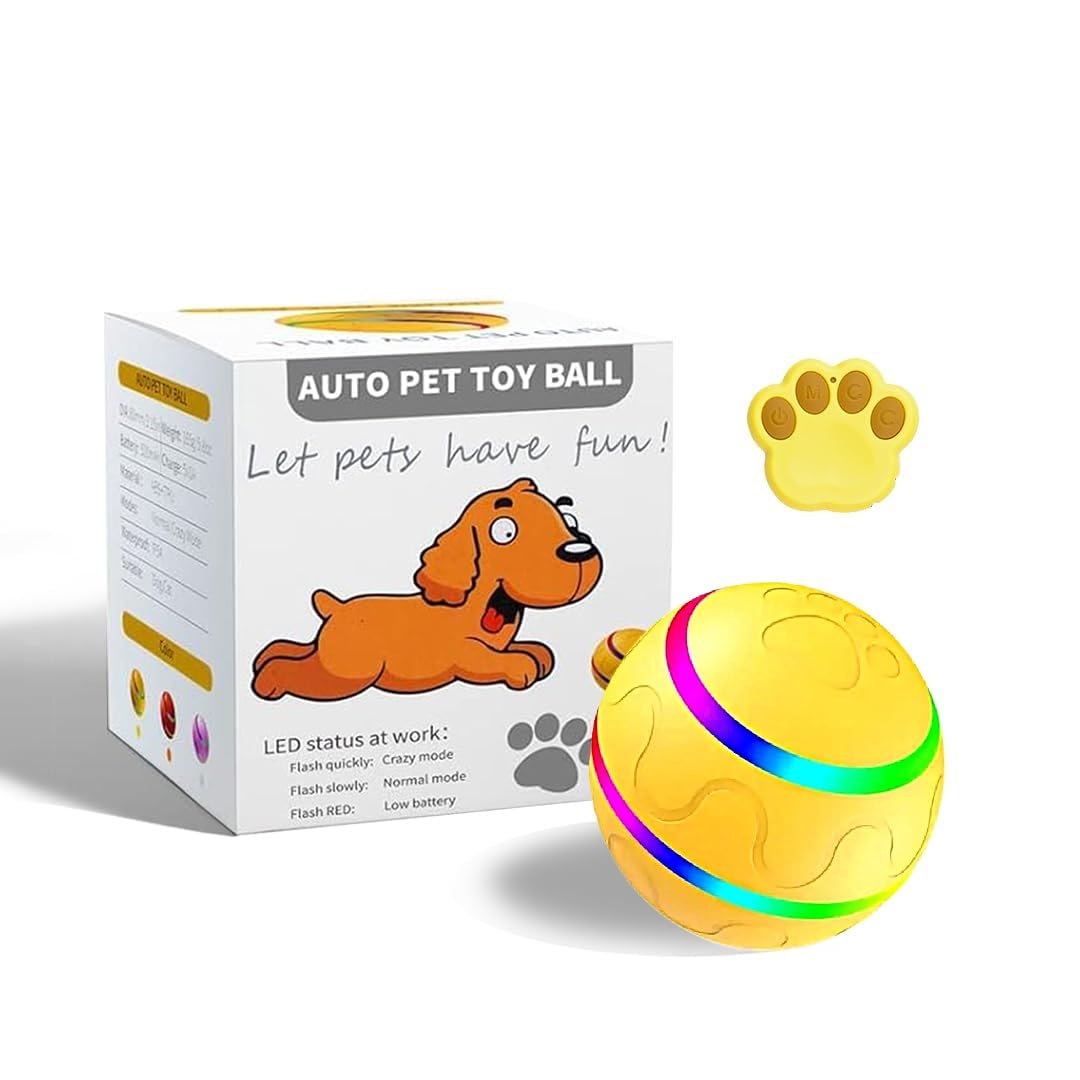 Interactive LED Dog Ball Toy with Remote - Automatic Rolling Chew Toy for Small & Large Dogs - Indoor & Outdoor Play, Training & Exercise