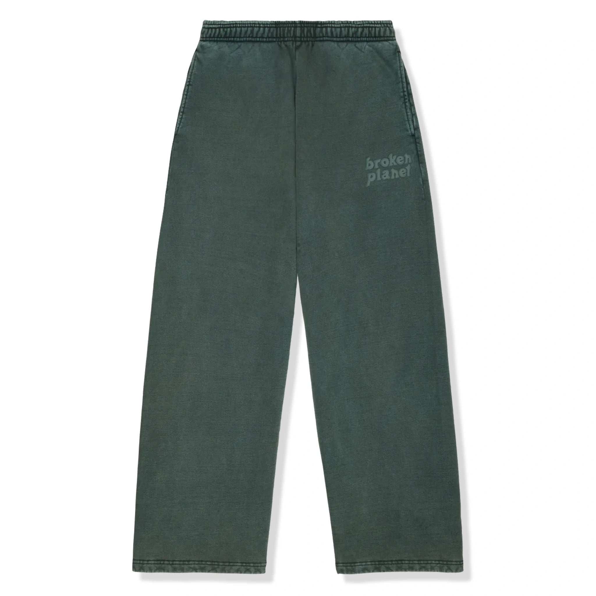 Broken Planet Basics Wide Leg Washed Emerald Green Sweatpants for Women - Comfortable Lounge Pants for Yoga, Running & Casual Wear