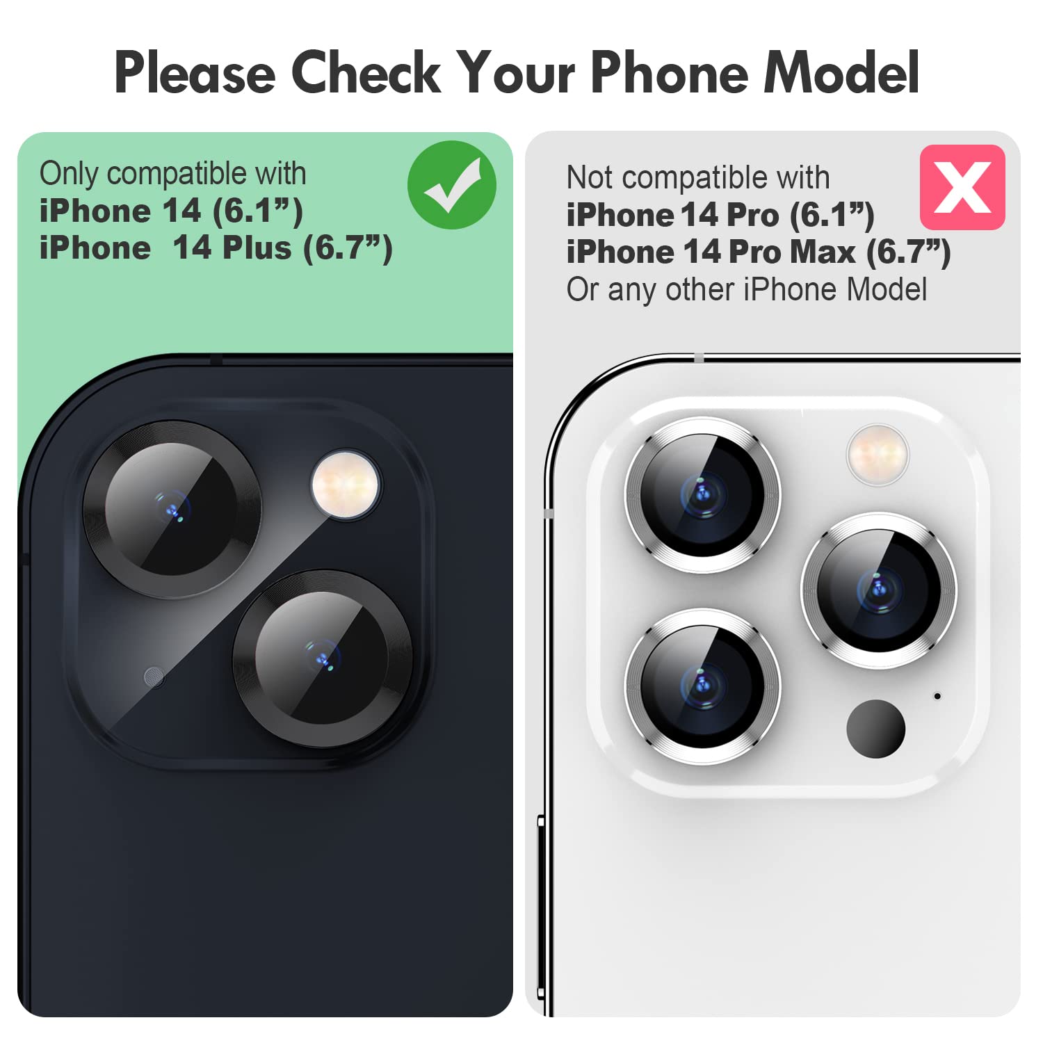 Xfilm 9H Hardness Tempered Glass Camera Lens Protector for iPhone 14 & iPhone 14 Plus - Anti-Scratch, Strong Adsorption, Case Friendly with Metal Ring Cover (Black) - Perfect for Outdoor Photography, Travel & Daily Protection