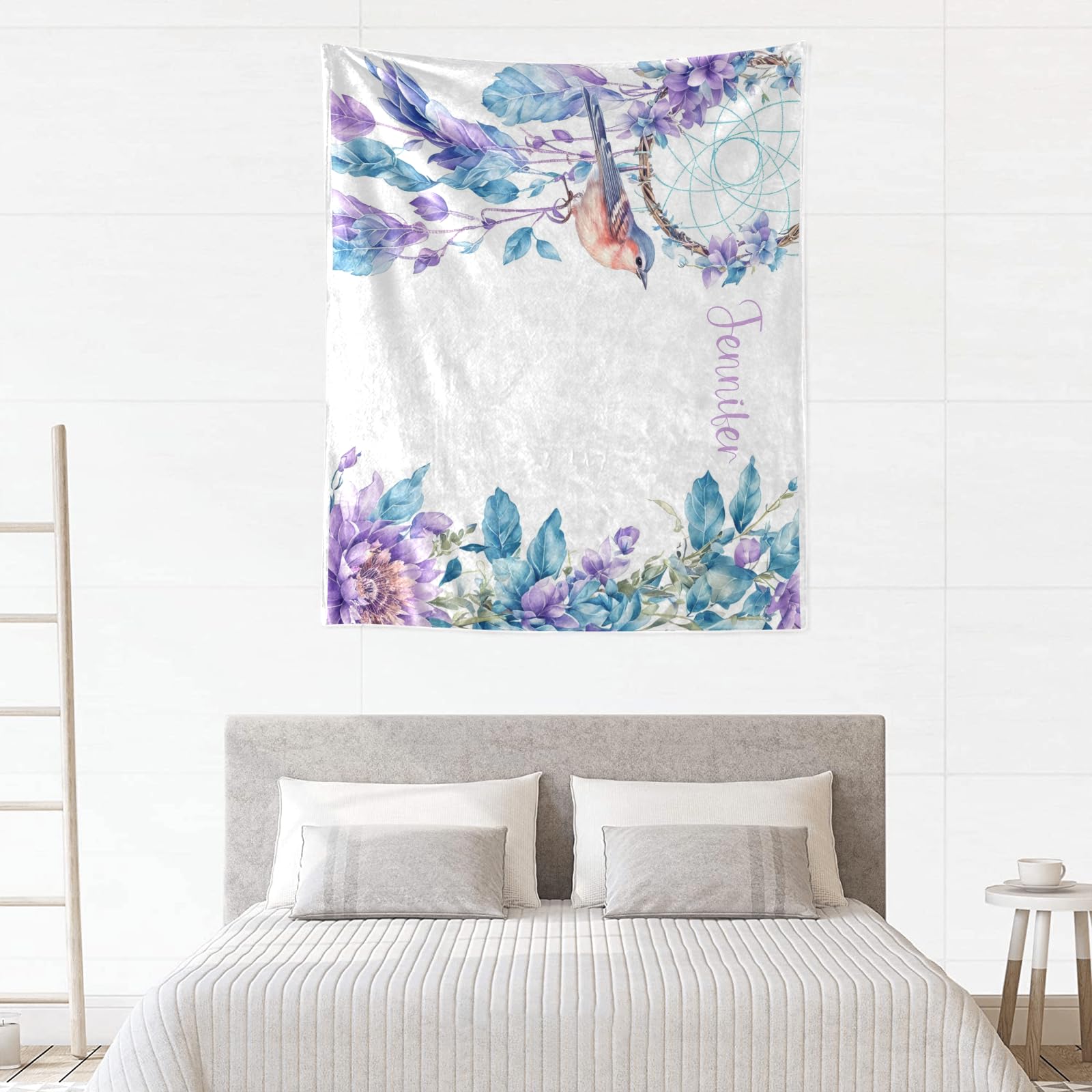 Custom Personalized Dreamcatcher Hummingbird Floral Baby Blanket - Super Soft Fleece Nursery Blanket for Boys & Girls (30x40 Inches) | Perfect for Baby Showers, Birthdays & Nursery Decor