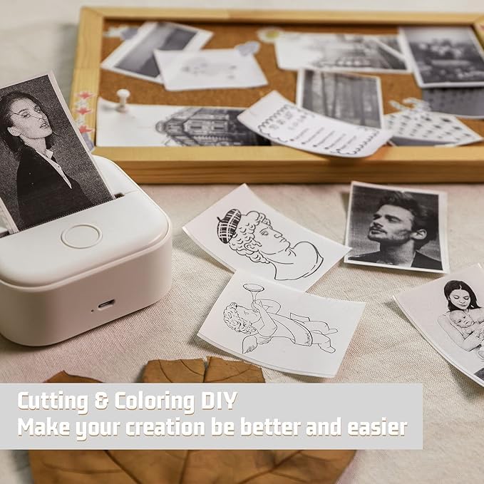 Mini Portable Sticker Printer - Bluetooth Thermal Photo Sticker Maker Machine with 3 Rolls Sticky Paper for DIY Crafts, Scrapbooking & Labeling (White) - Perfect for Home, Office & School Use