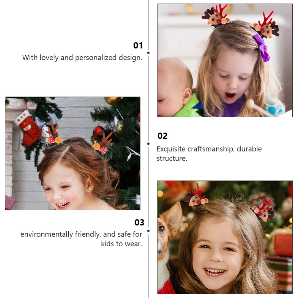2 Pairs Christmas Antlers Hair Clips with Pine Cone & Mushroom Plush Balls - Festive Holiday Hair Accessories for Women, Men & Kids - Perfect for Xmas Parties, Family Gatherings & Holiday Photos