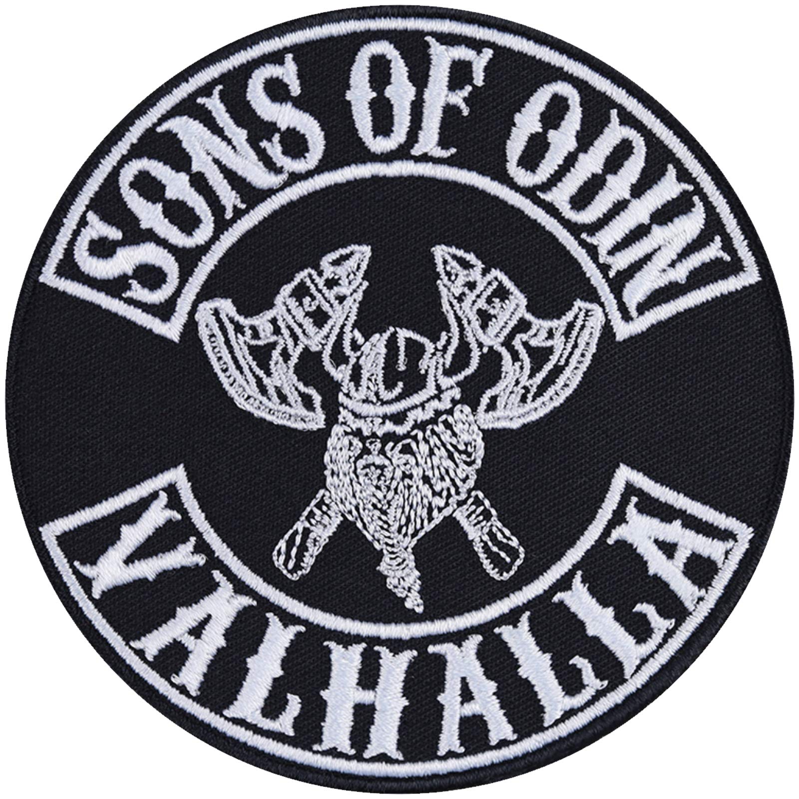 Sons of Odin Valhalla Iron-On & Sew-On Viking Patches for Bikers, Motorcycle Riders, Jackets & Jeans | 3.54x3.54 Inch Embroidered Applique | Perfect for Motorcycle Gear, Viking Costumes & DIY Crafts