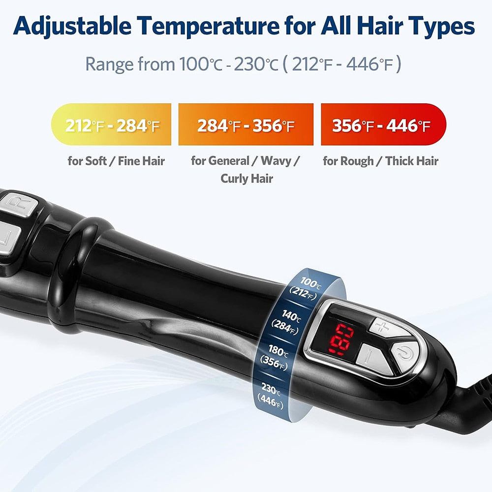 Automatic Rotating Hair Curling Iron - 360° Self-Rotating Curling Wand with Adjustable Temperature for Salon-Quality Waves & Curls - Perfect for Home Styling, Parties & Special Occasions
