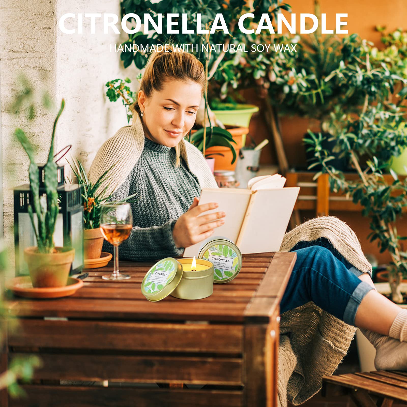 Citronella Soy Wax Candles Gift Set - Outdoor Camping & Garden (12x2.5oz)
