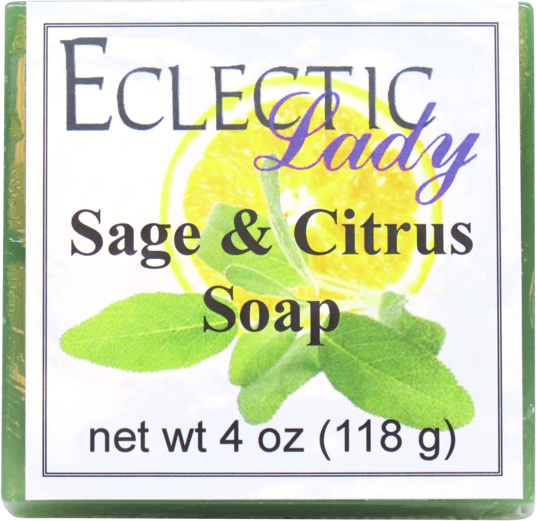 Eclectic Lady Sage & Citrus Glycerin Soap Bar - 4 oz | Natural Handmade Soap for Dry Skin | Perfect for Bath, Shower & Gift Giving