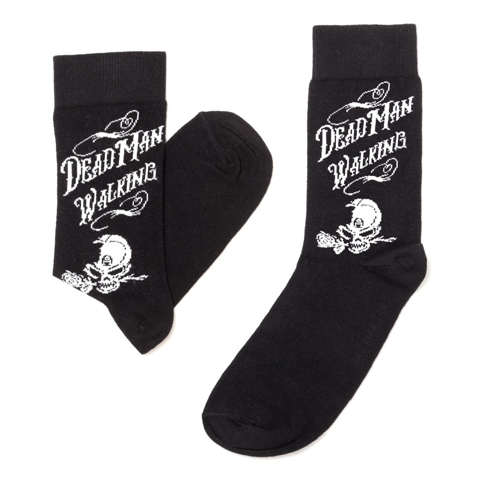 Dead Man Walking Novelty Socks - Funny Skull Print Crew Socks for Men & Women - Perfect for Halloween, Gifts, and Casual Wear