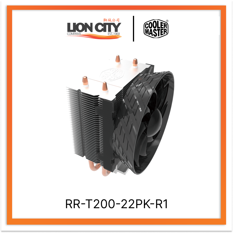 Cooler Master Hyper T200 CPU Cooler - High Performance Air Cooler with 2 Heat Pipes, 120mm PWM Fan, Universal Socket Support (Intel & AMD) - Ideal for Gaming PCs, Workstations, and Home Office Desktops