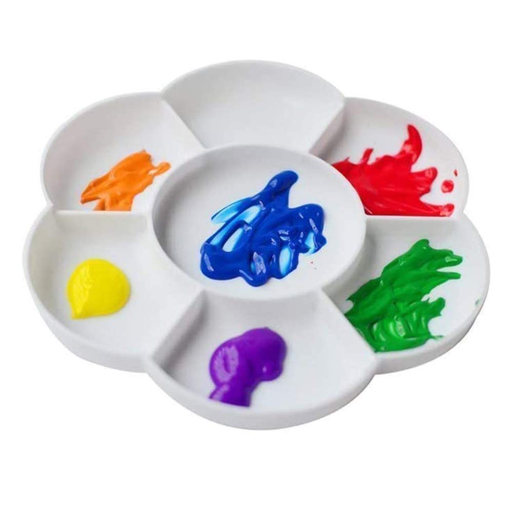 LUCKSTAR Plastic Plum Blossom Shaped Paint Palette - 1PC Artist Color Mixing Tray & Paint Mixer Tool for Acrylic, Oil, Watercolor Painting - Perfect for Studio, Classroom & Outdoor Art Projects