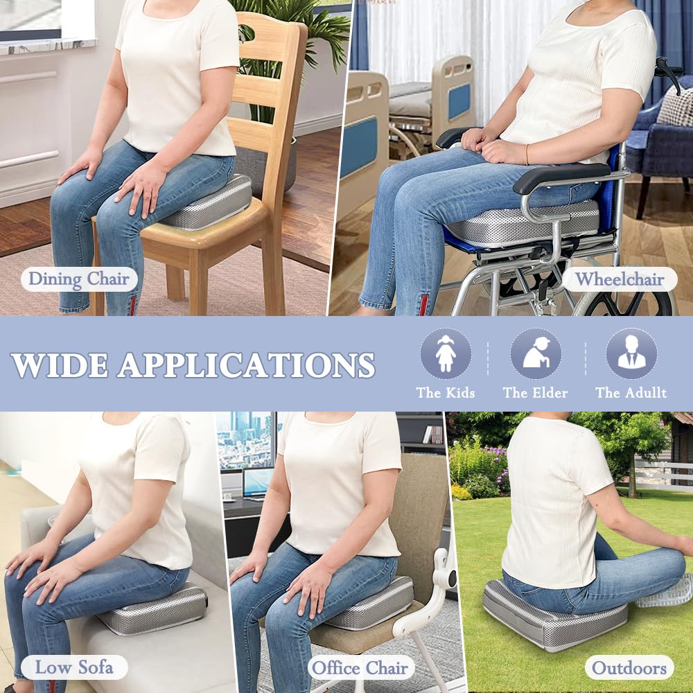 Extra Firm Adult Booster Seat Cushion - Washable Thick Chair Riser for Elderly & Seniors - Height Raising Cushion for Couch, Office, Patio & Home Use - Perfect for Comfort & Posture Support While Sitting