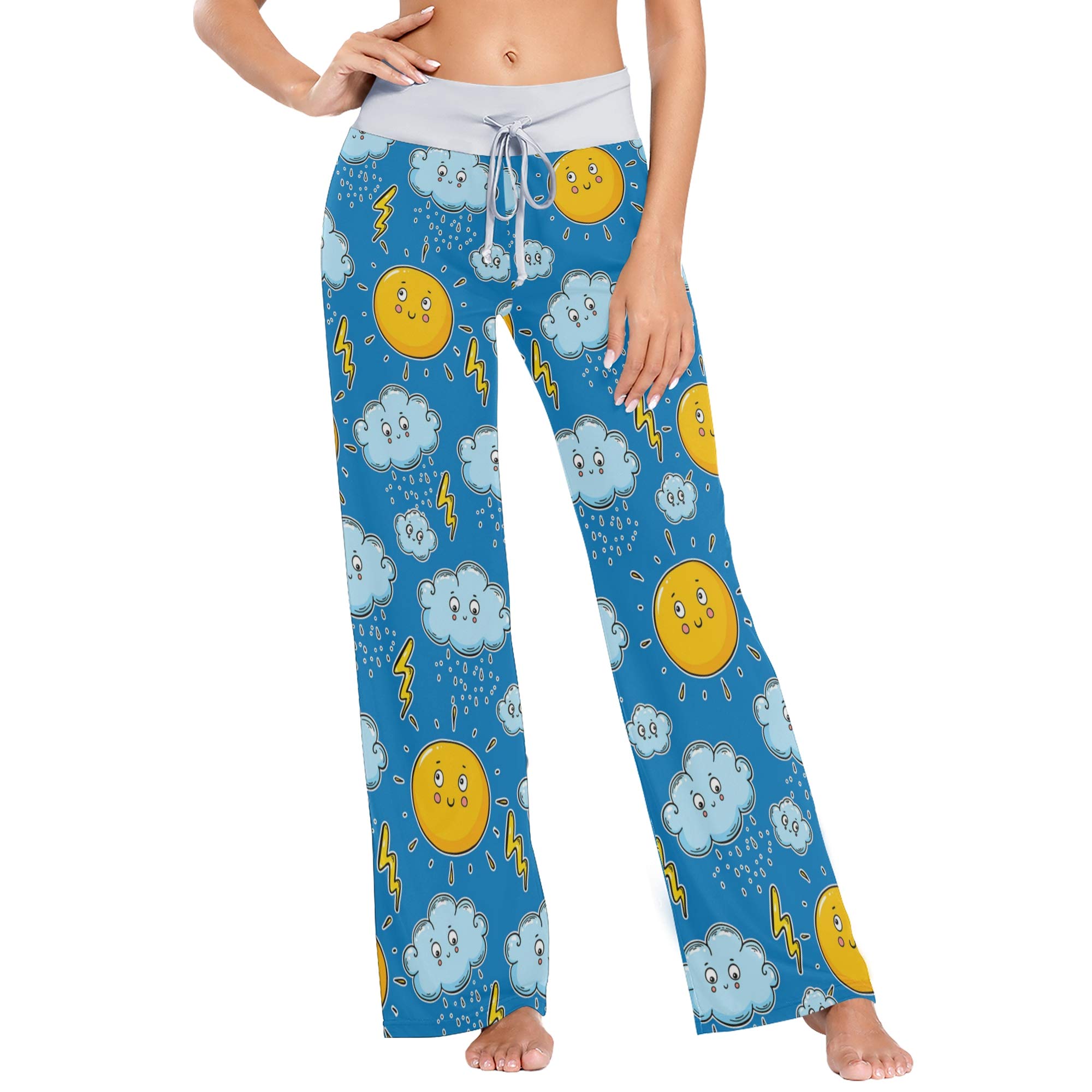 Women's Loose Casual Comfy Pajama Pants with Drawstring - Wide Leg Palazzo Lounge Pants for Sleep, Yoga & Home Relaxation