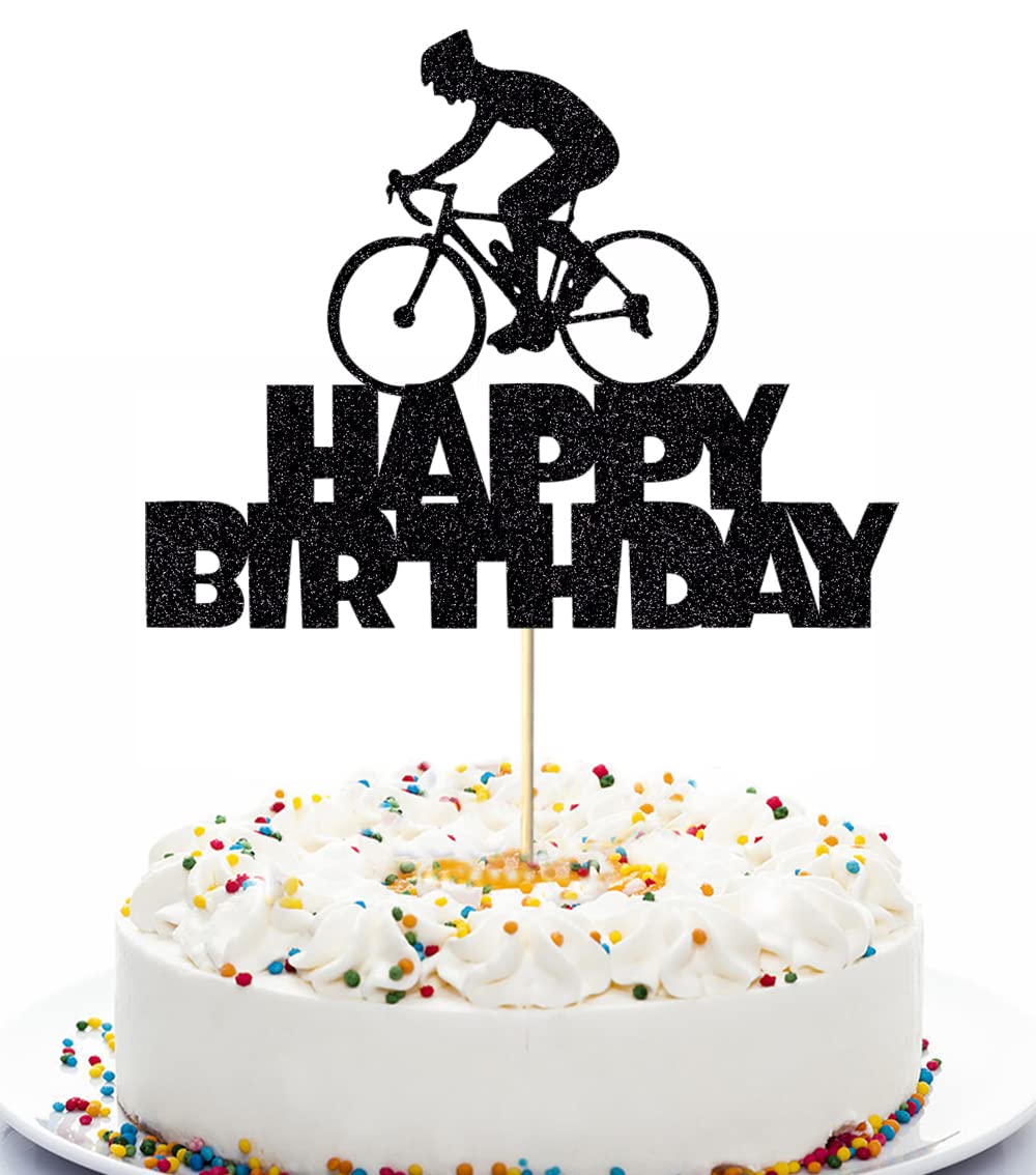 Anxdh Black Flash Happy Birthday Cake Topper - Sports Themed Bicycle Cake Decoration for Birthday Parties | Perfect for Cycling Enthusiasts & Outdoor Adventure Celebrations