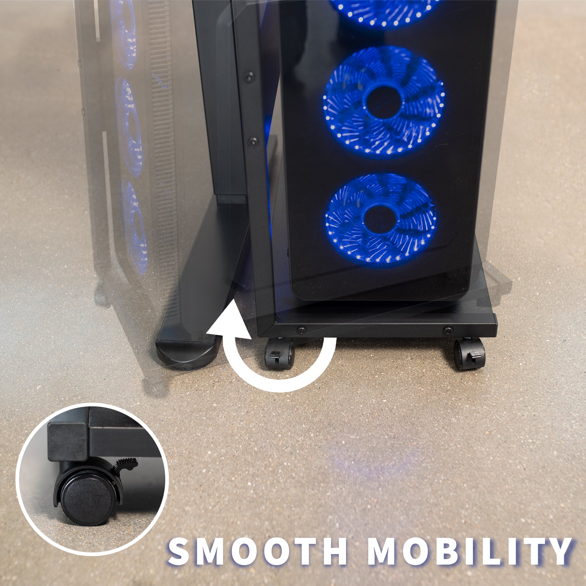Rolling PC Cart with Storage Drawers - Mobile Computer Workstation for Office, Home, or Classroom Use