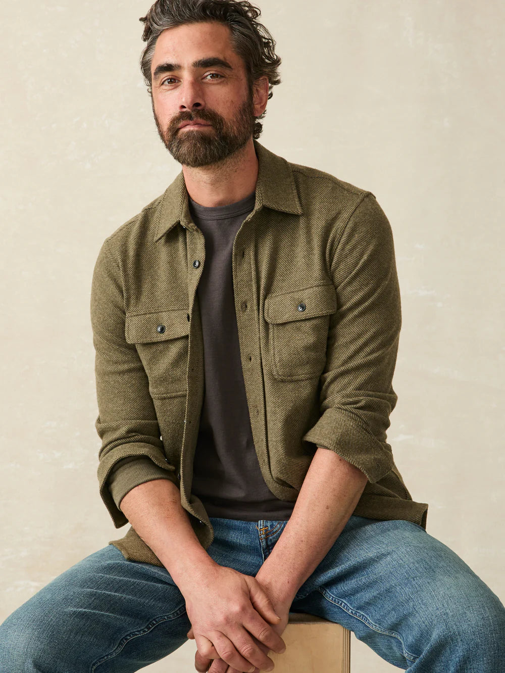 FAHERTY Men's Long Sleeve Double Pocket Sport Shirt - Casual Button Down Shirt for Golf, Work & Outdoor Activities