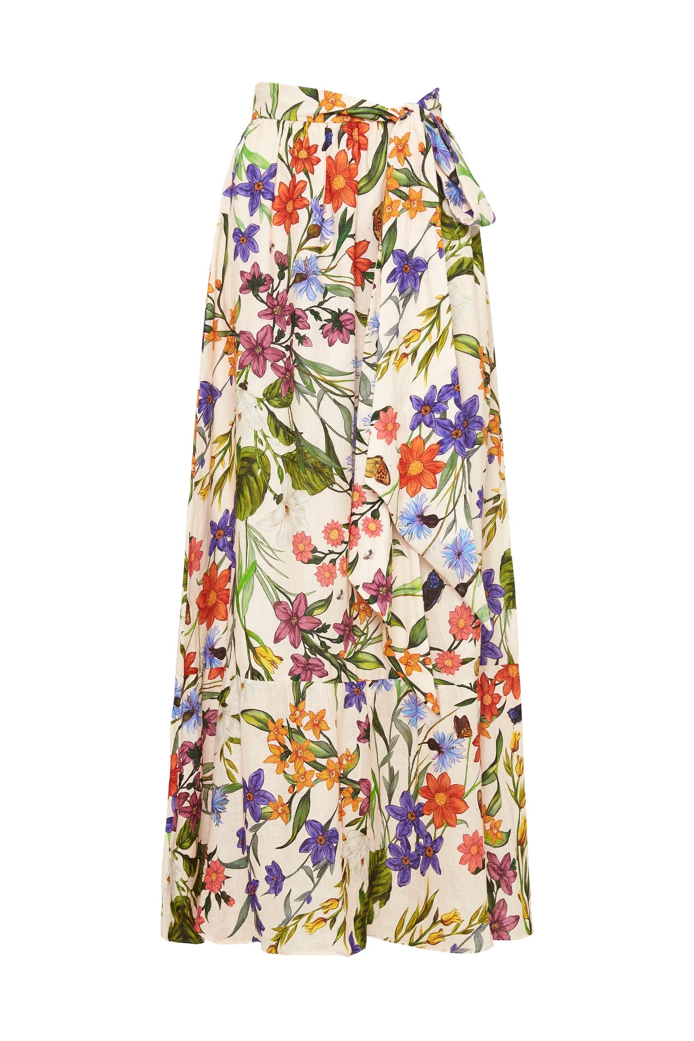 Devina Tie Maxi Skirt for Women - Flowy High Waist Long Skirt with Side Slit | Perfect for Summer, Beach, Vacation & Boho Style Outfits