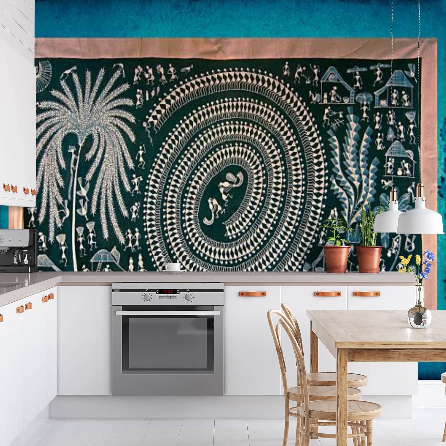 Warli Tribal Art PVC Peel and Stick Wallpaper - Removable Self-Adhesive Wall Mural for Living Room & Bedroom Decor | Primitive Painting Design | Easy DIY Home Wall Sticker for Renters & Homeowners