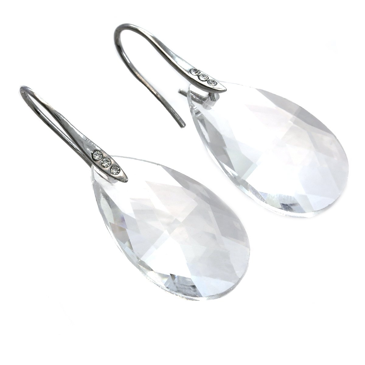 Elegant Clear Teardrop Chandelier Earrings - Dangle Drop Style Fashion Jewelry for Women - Perfect for Weddings, Parties & Evening Events