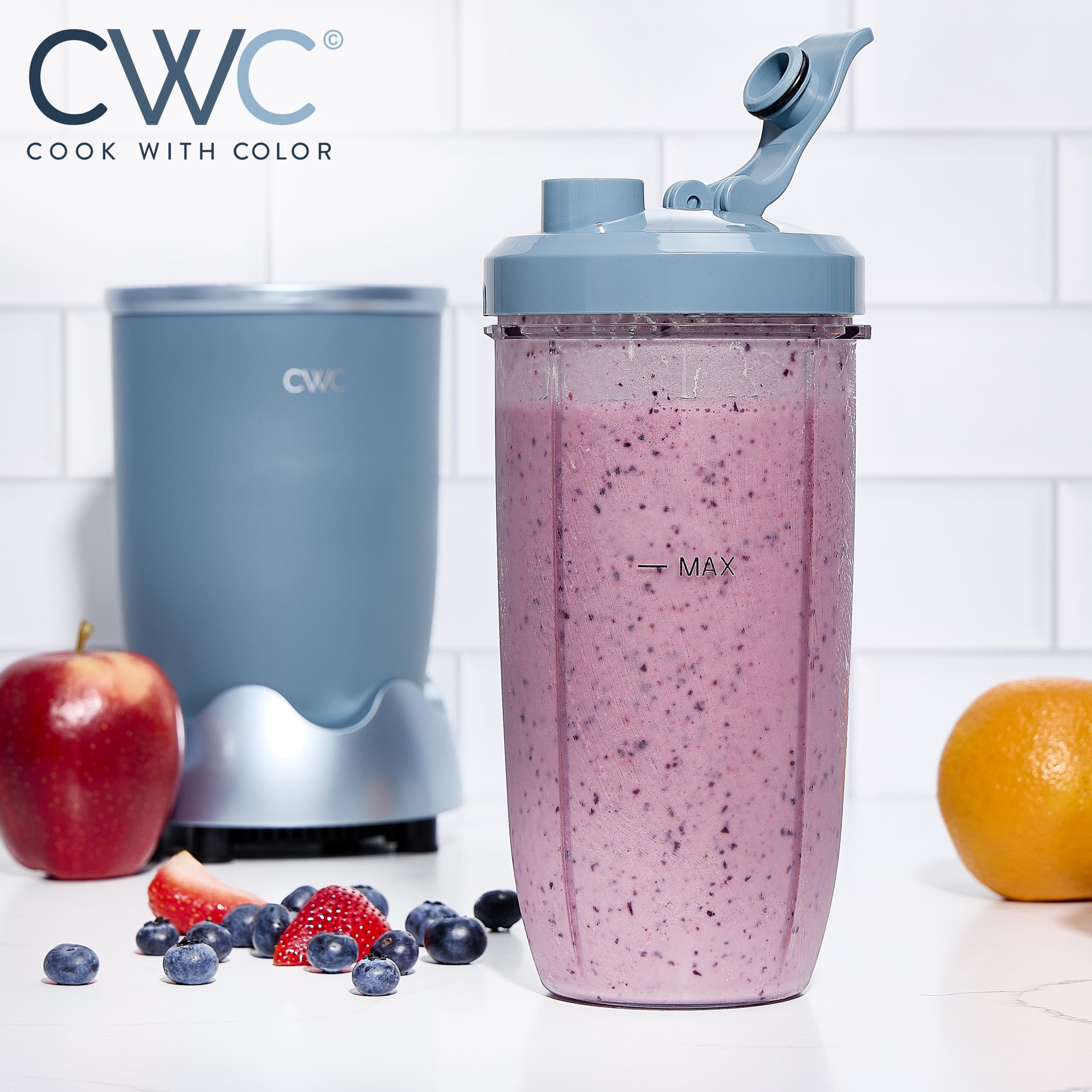 600W Personal Power Blender - 24oz BPA-Free Jar with Ice-Crushing Blades | Perfect for Smoothies, Shakes & Meal Prep | Anti-Slip Base & Easy Clean Design in Slate Blue | Ideal for Home Kitchen, Office & Healthy Lifestyle